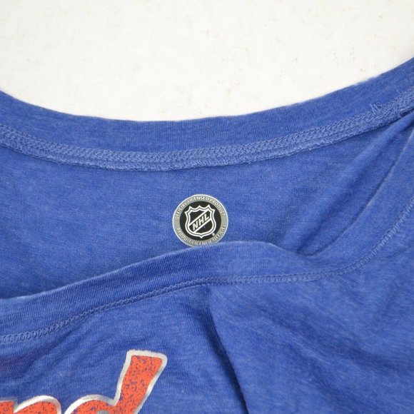 New York Islanders Scoop Neck T-Shirt, NHL Hockey Blue/Orange NEW - Picture 3 of 4